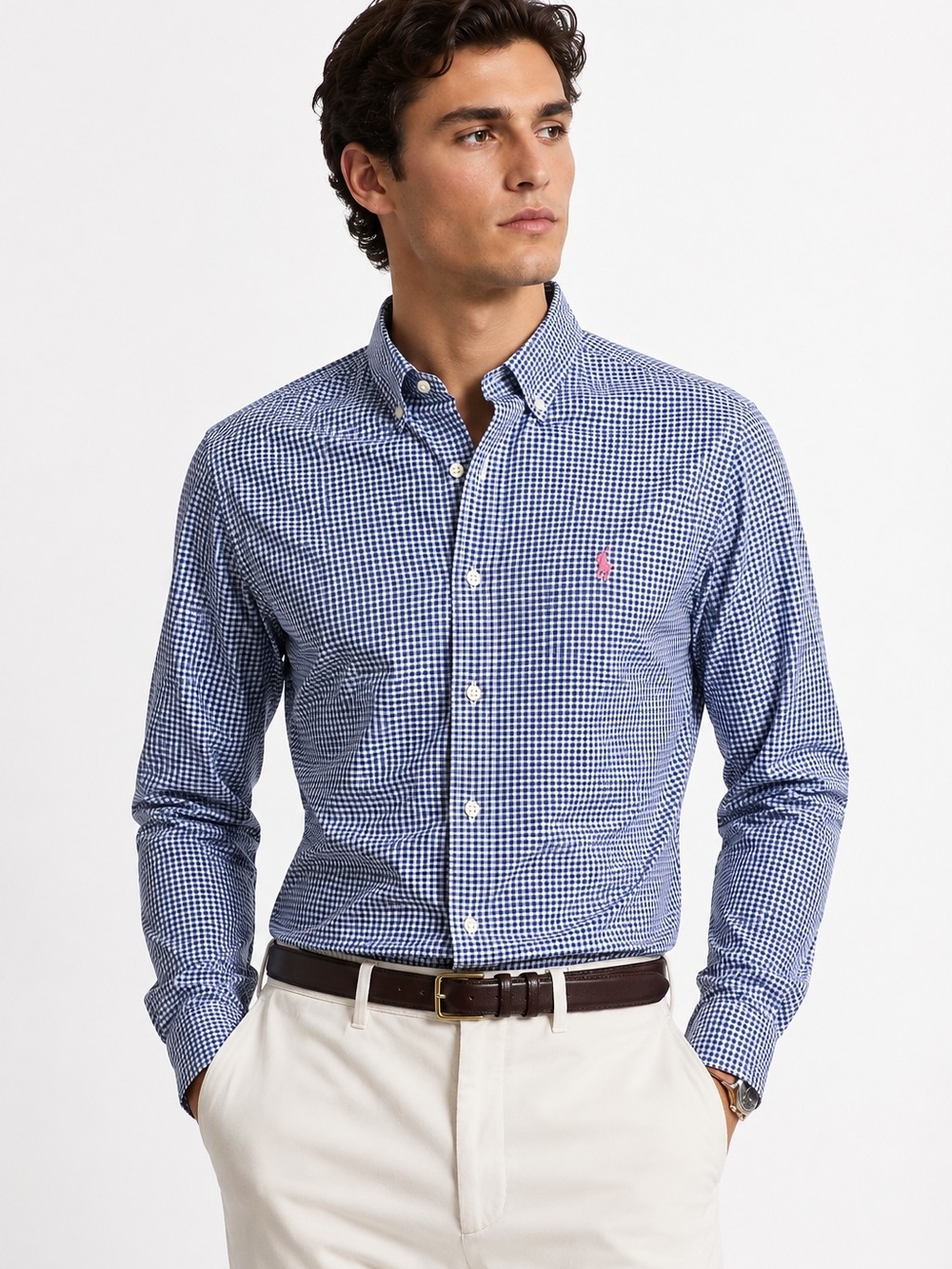 Polo Ralph Lauren Blue Gingham Button Down Shirt Pink Pony XXL old money summer